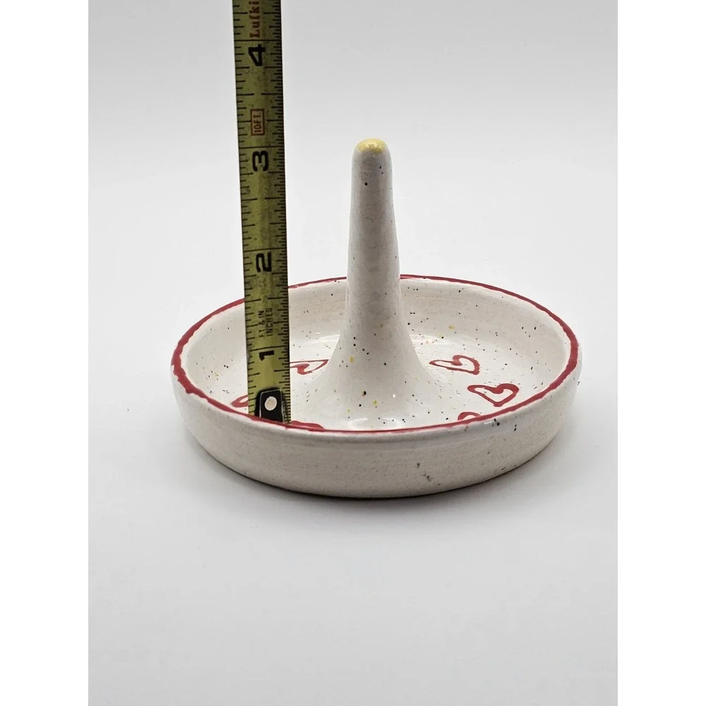 Handmade Ceramic Ring Holder Trinket Dish‎ Hearts Design Boise Idaho BSU Signed
